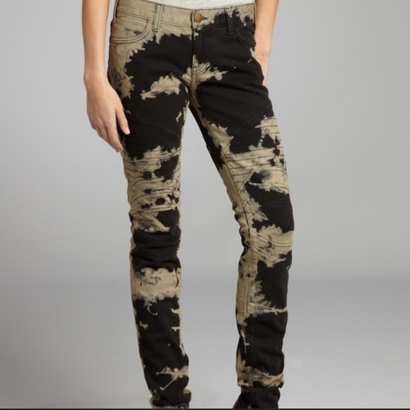 Current/Elliott Black and Cream Tie-Dye Jeans - Picture 1 of 13